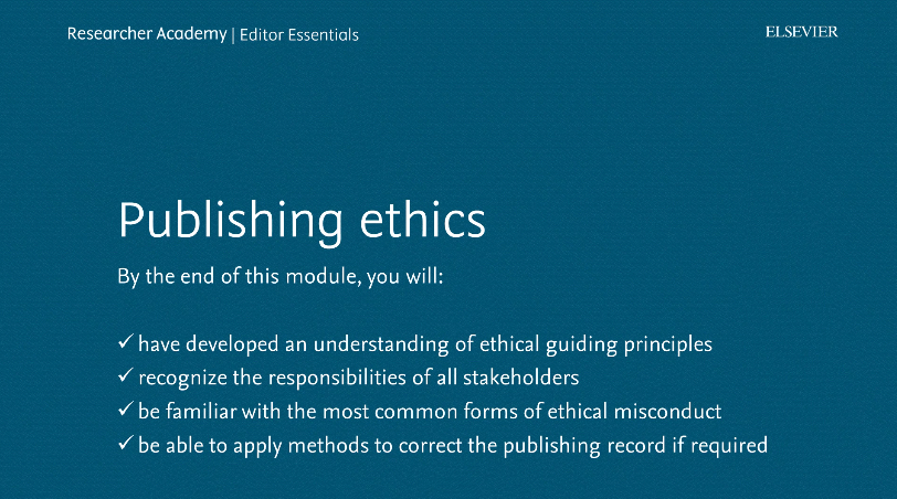 Publishing ethics  Elsevier Researcher Academy