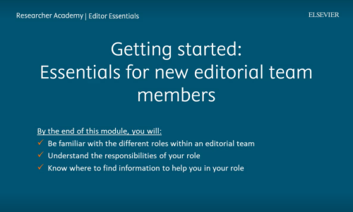 Getting started: Essentials for new editorial team members